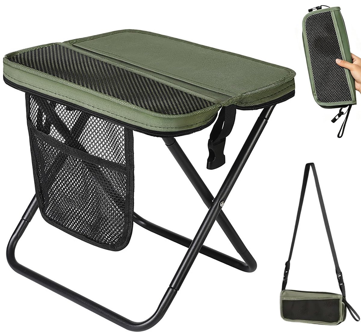 Omgoods - Opvouwbare Campingkruk met Opbergtas (Groen)