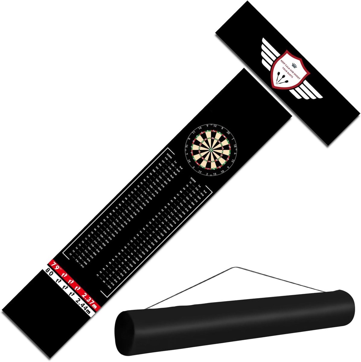 Dartmat voor Darts, Antislip Rubber, Darts Gooi Lijn en Oche, Duurzame Darts Checkout Mat voor Thuisgebruik