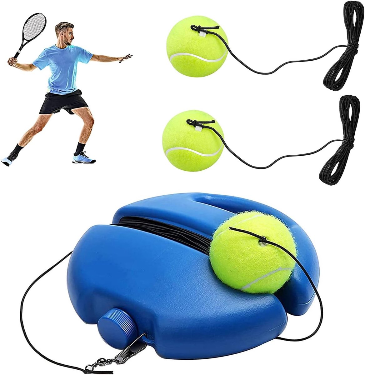 SnelShoppen - Tennis Training Set, Tennisbal Trainer met 2 Terugslagballen en Opbergtas, Innovatief Speelgoed voor Buiten, Tuin, Park, Voor Kinderen e