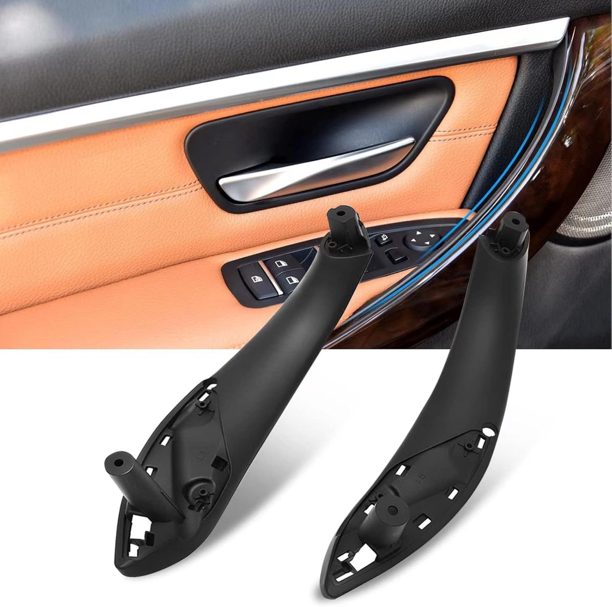 SnelShoppen - 2PCS Deurgreep Binnen Compatibel met Deurgreep BMW Serie 3 F30 F31 F34 F80 (2012-2018) en Serie 4 F32 F33 F36 F82 F83 (2014-2017) Binnen