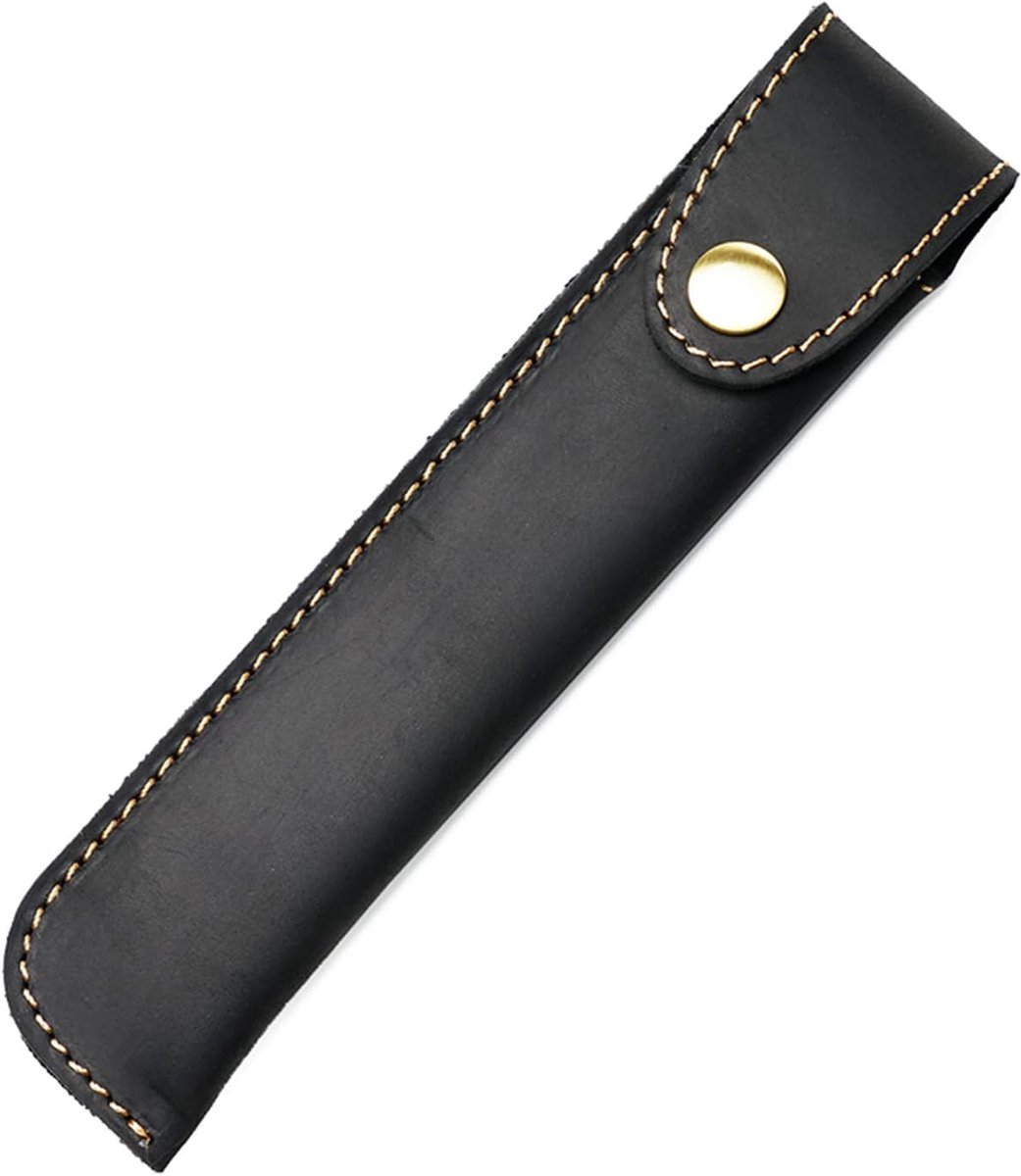 SnelShoppen - Leren Pennenetui Crazy Horse Leer met Metalen Sluiting voor Vulpen, Balpen en Stylus - Zwart - Perfect voor School, Werk en Reizen