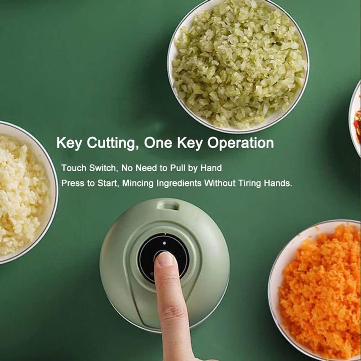 SnelShoppen - Mini Knoflook Crusher, Draadloze Portable Keukenmachine voor Groenten, Fruit, Noten - RVS Snijkop, Transparante Kom, Ideaal voor Thuis K