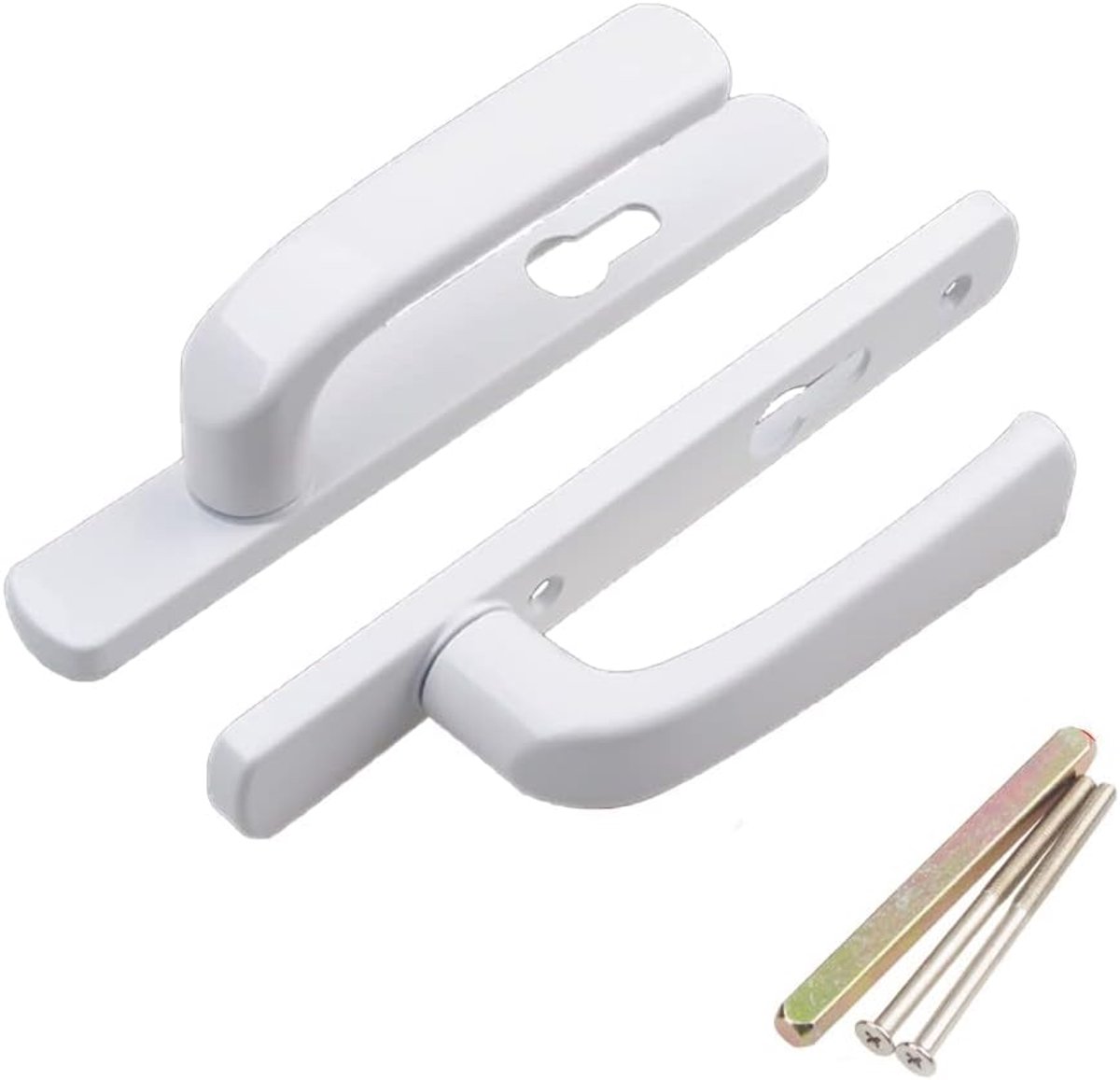 SnelShoppen - UPVC Deurhendel Set 210mm Vervangingsset met Bijpassende Onderdelen – Wit, 85mm PZ (Center), Duurzaam en Veilig