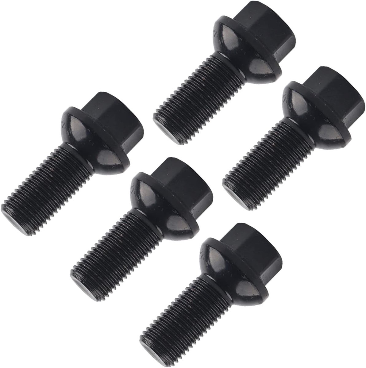 SnelShoppen - 5 Stuks M14x1.5mm Wielbouten Moeren Geschikt Voor Mercedes A180 A200 W176 2012 Zwart RVS