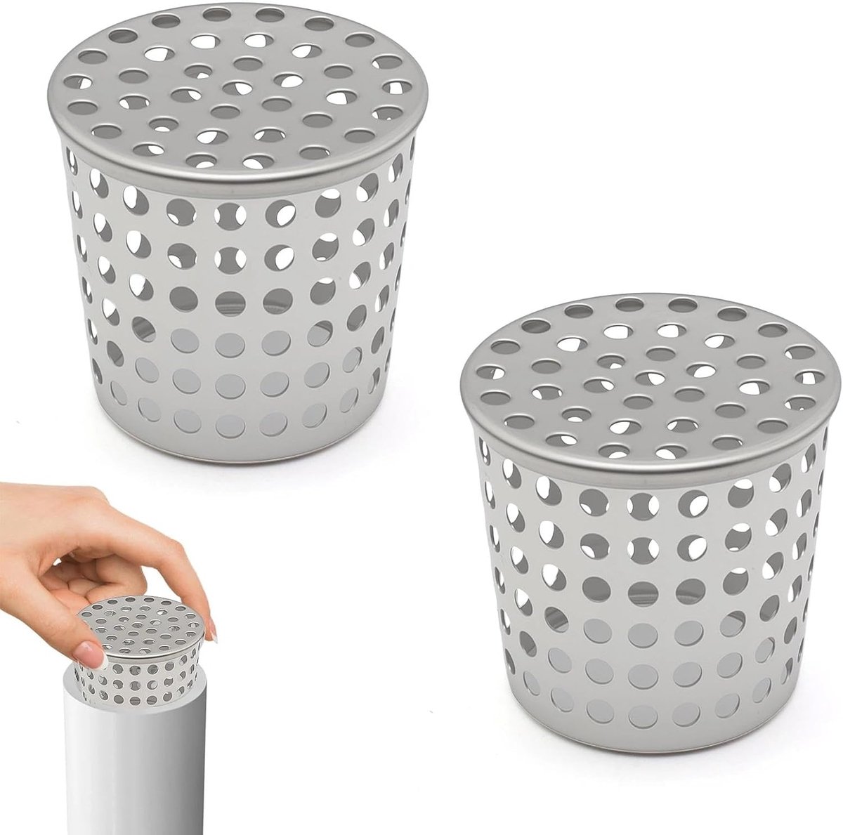 SnelShoppen - Pack van 2 Dakgoten, 304 RVS, Regenafvoer, Bladbescherming, 52-65 mm, Afvoerpijp Bescherming, Rooster voor Gotenkappen, Gatdiameter 5 mm
