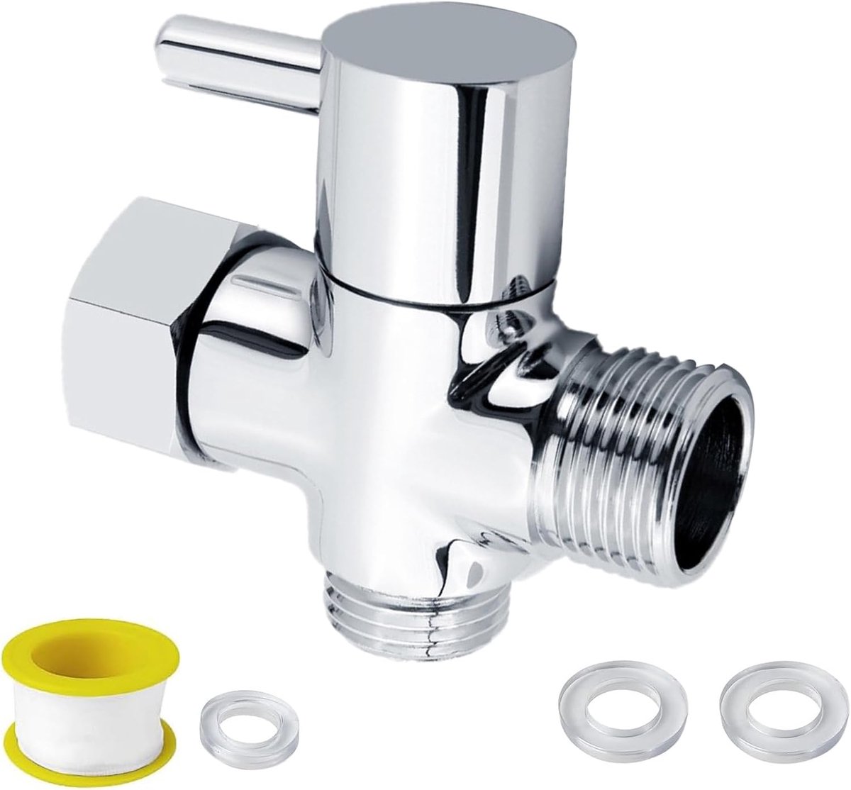SnelShoppen - 3-weg ventiel G3/4 inch, 3-weg omschakelventiel voor waterkraan, douche met schakelaar, spare part voor toiletten, badkamer, keuken (zil