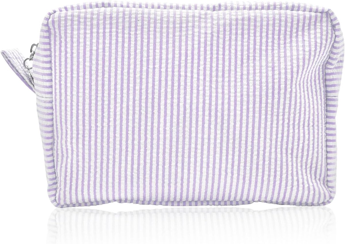 SnelShoppen - Vrouwen Make-up Tas Reis Make-up Tas Grote Capaciteit Draagbare Gestreepte Make-up Tas Schattige Dames Opbergdoos Toilettas Opbergzak Br