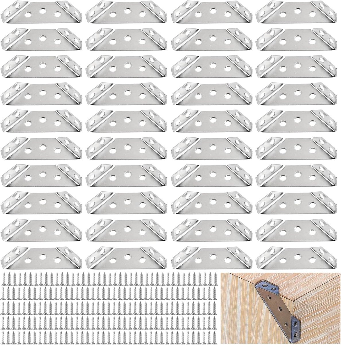 Montagebeugels 40 stuks - RVS - 6 x 2 x 1.2 cm - Ideaal voor meubels en projecten - m-winkel