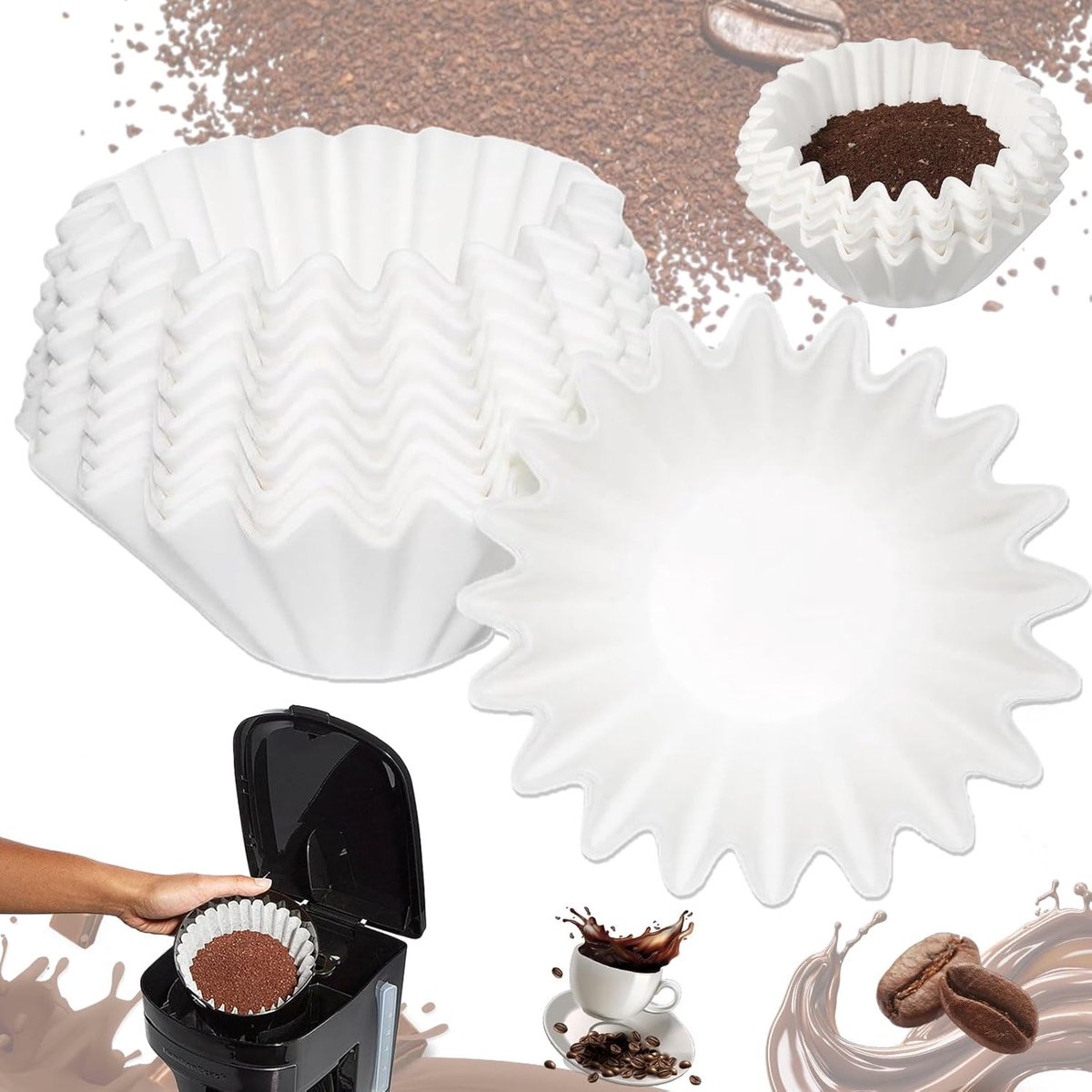 100 Basket Filter Coffee Filter,White Basket Filter Coffee Filters,Basket Filter Paper 45/155mm Coffee Filter - ShopVlot