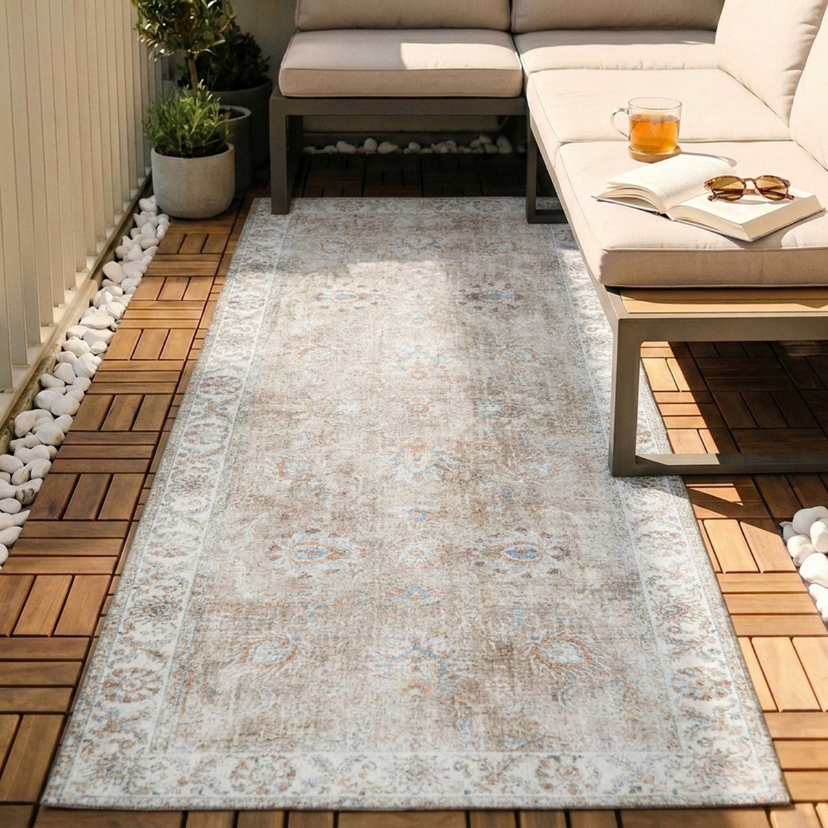 Fraai Wasbare loper - Domingo Oriental Beige - 80x300cm