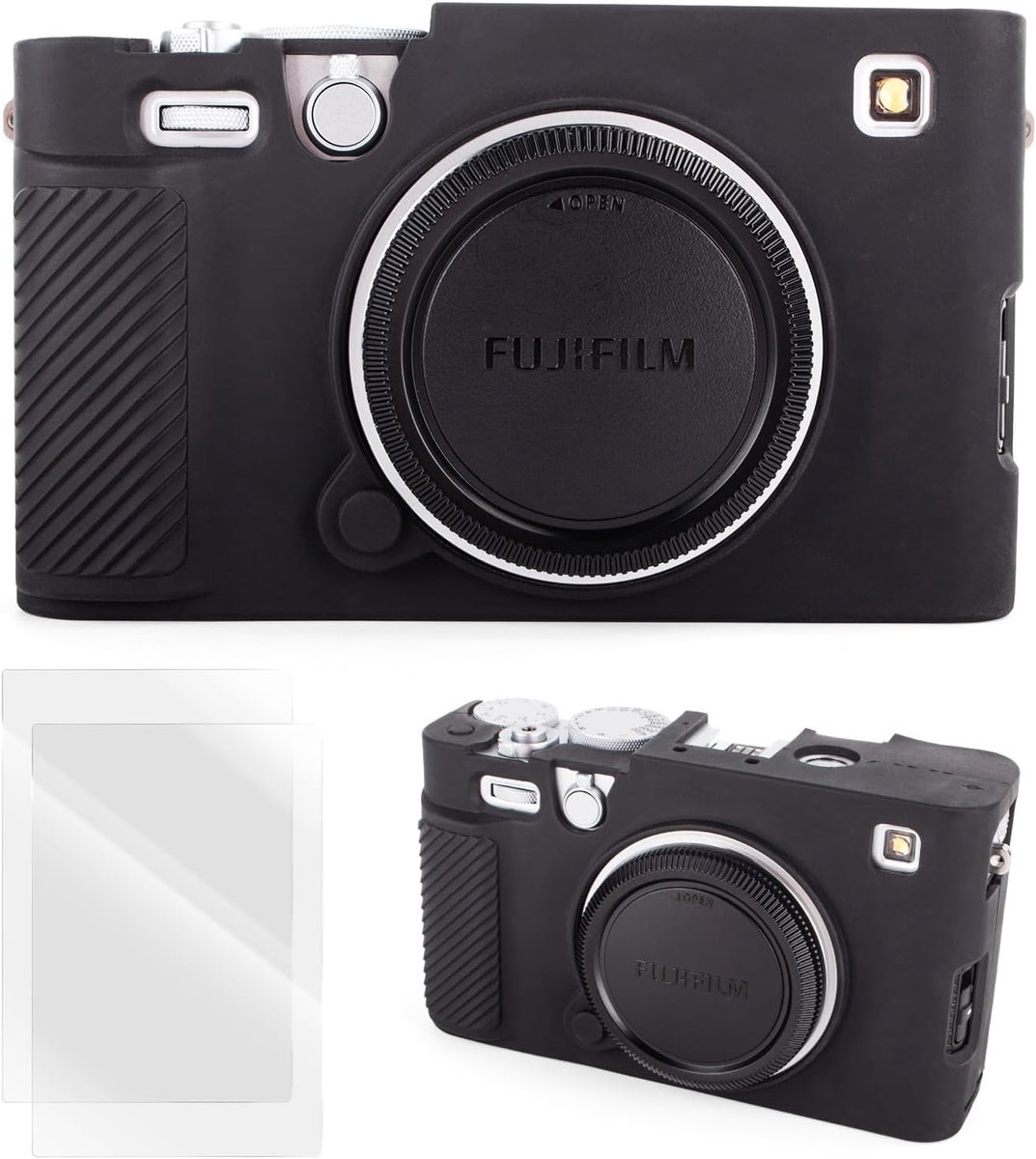 VOVMOEYA Silicone Case for Fujifilm XE5 X-E5 Camera with 2pcs 0.25mm Ultra-thin Scharm Protector - Black - ShopVlot