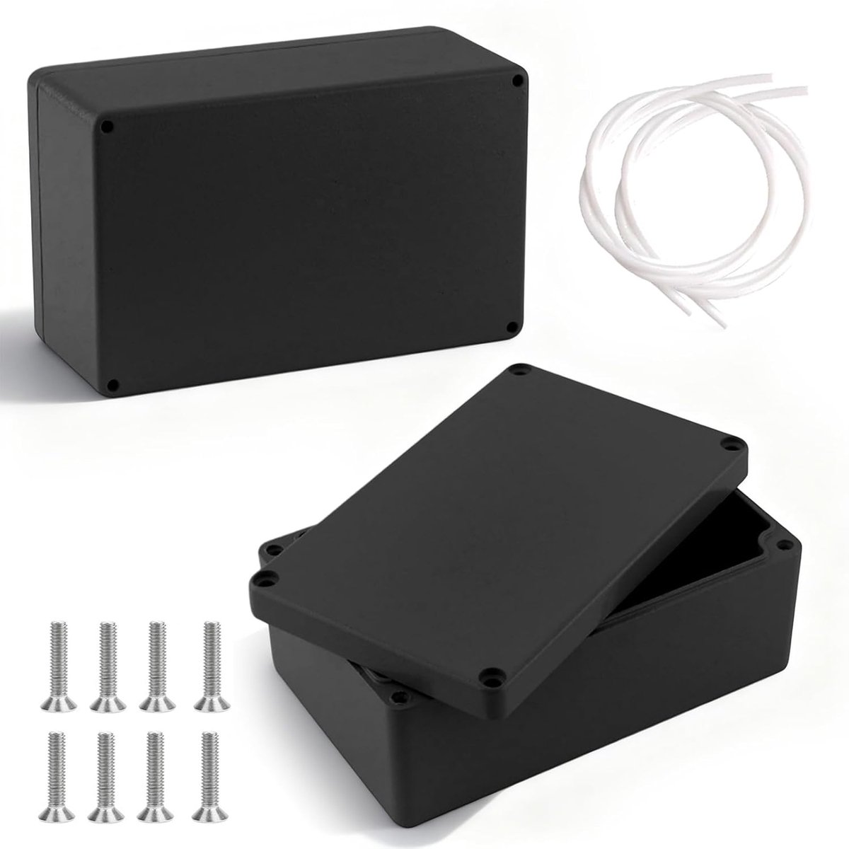 Junction Box, Waterproof, 2 Pieces, Black Plastic Distribution Box, 200 x 120 x 75 mm, Empty Housing, Junction Box - ShopVlot