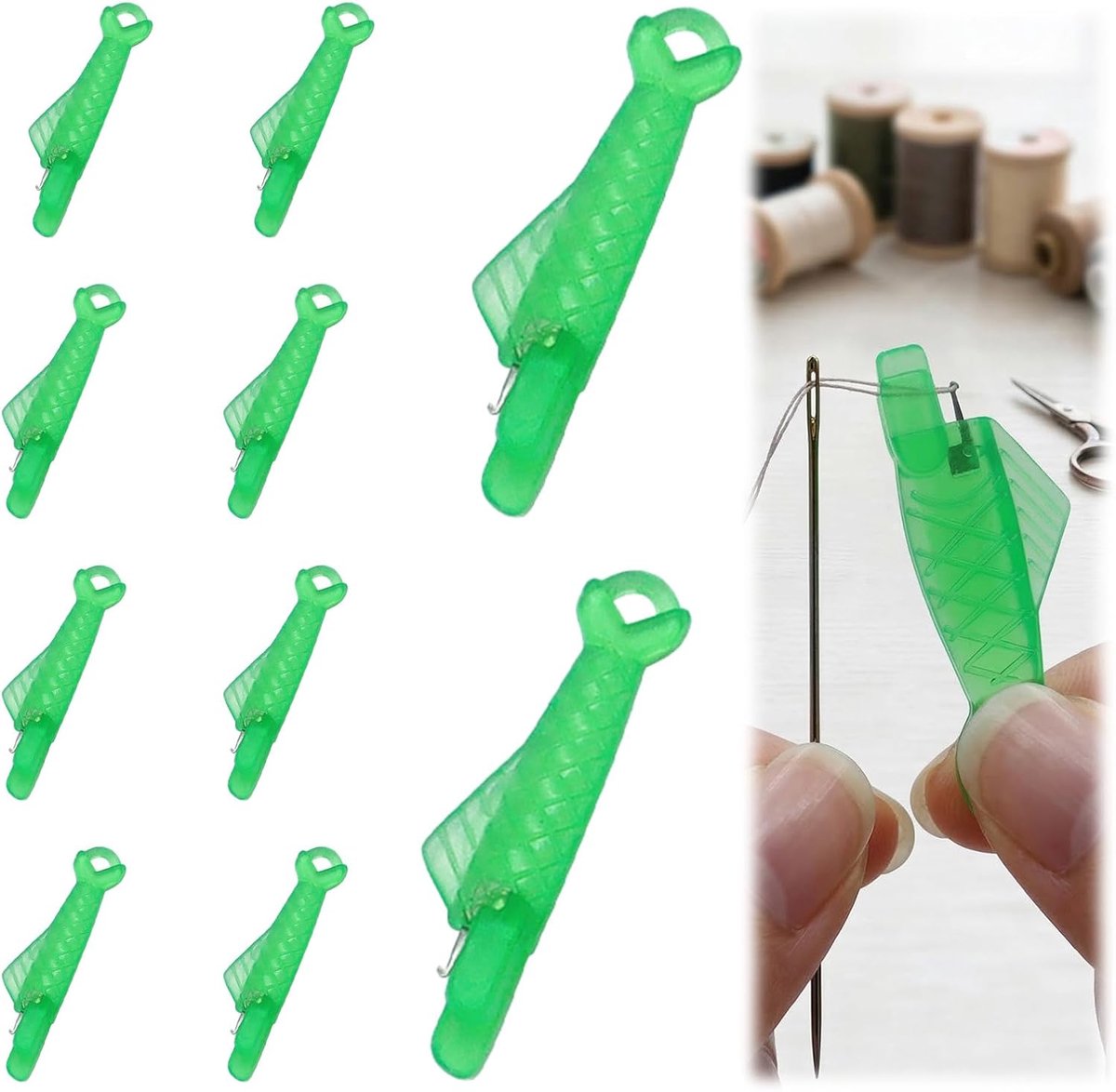 SnelShoppen - Set van 10 Naaigerei Draadinrijgers voor Naaimachines, Plastic Draadinrijgers voor Handnaaien, Ideaal voor Slechte Verlichting en Visuel
