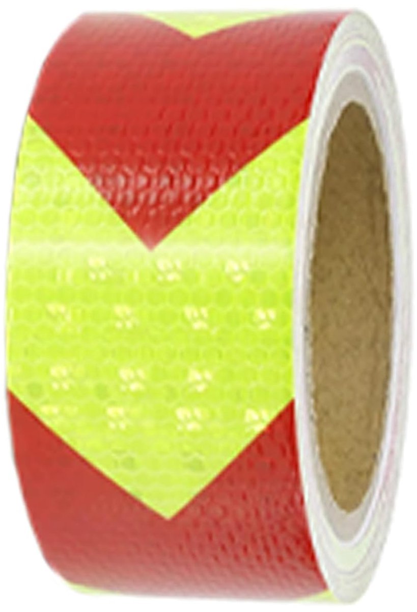 SnelShoppen - Reflecterende Tape 5 cm x 20 m, Zelfklevende Waarschuwings Tape, Rood en Geel, PET Materiaal, Ideaal voor Trappen, Voertuigen, Boten, en
