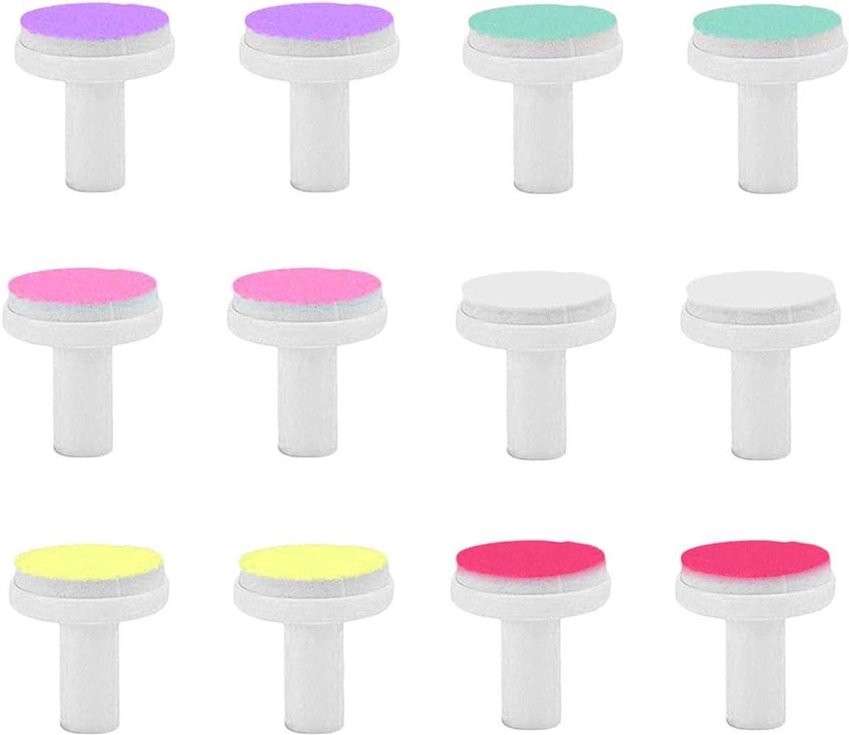 Elektrische Nagelslijpkopjes - Reservekoppen Nagelvijl - Veilig Nagels Vijlen - 12 Stuks Diverse Kleuren - 19.5 mm Diameter - Multicolor
