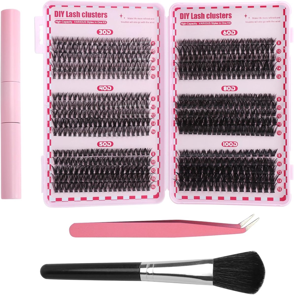 SnelShoppen - Eyelash Extension Kit - 580 Stuks DIY Wimperextensions met Cluster Wimpers in 6 Lengtes (30/40/50/60/80/100P), Natuurlijke Uiterlijk en