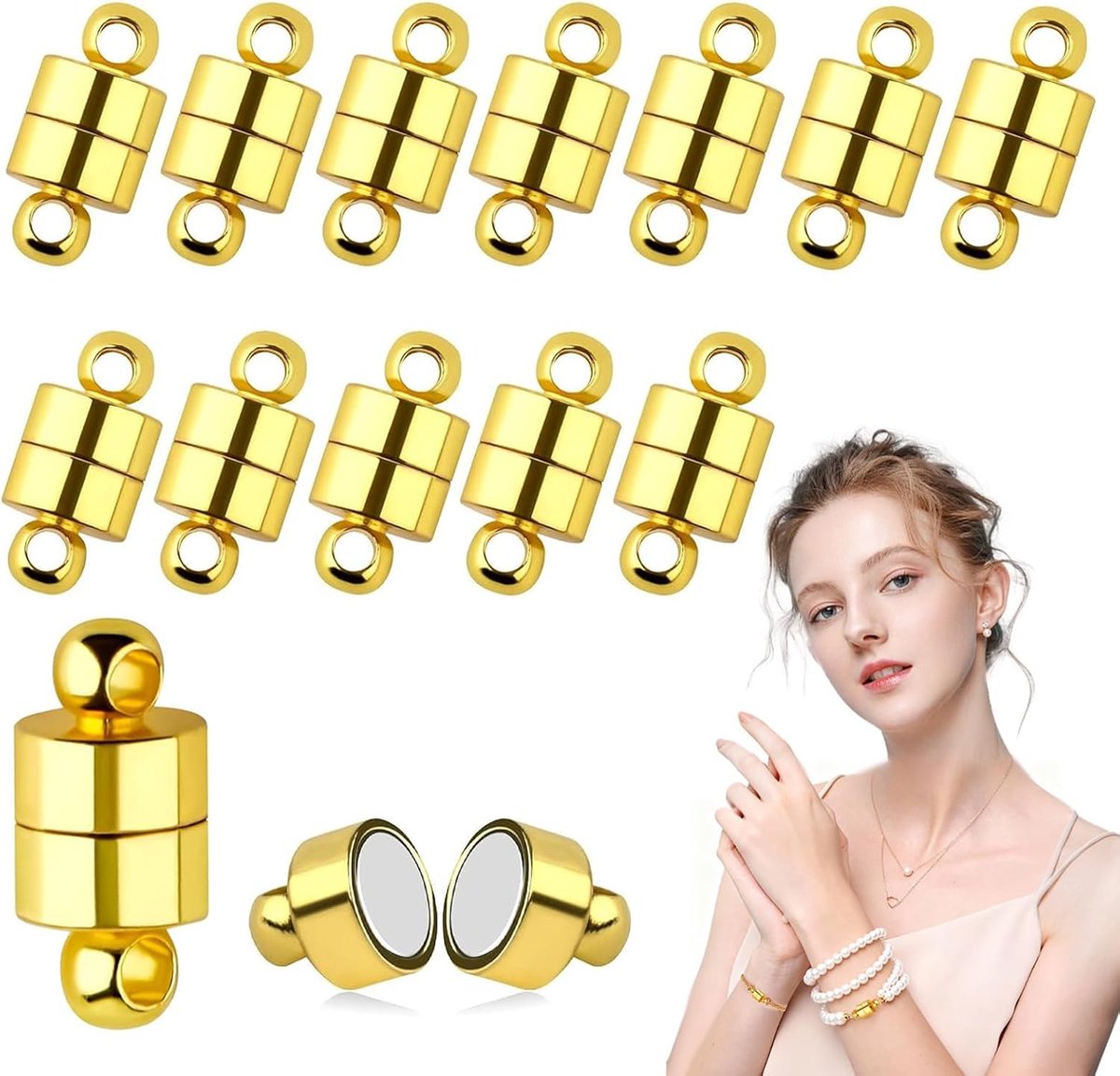 Magnetic Clasps Jewelry, 12 Pieces Magnetic Clasps for Necklaces, Magnetic Bracelet Clasps and Clasps, Plug for DIY - ShopVlot