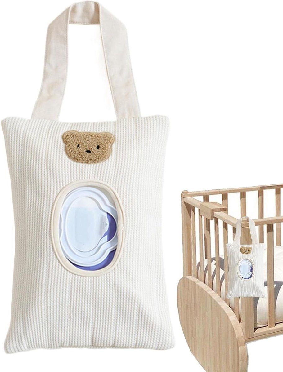 Navulbare Doekjeshouder - Babydoekjesbox Draagbaar - Babyverzorging Onderweg - Reisvriendelijk Ontwerp - 17 x 25 cm - Crèmetinten