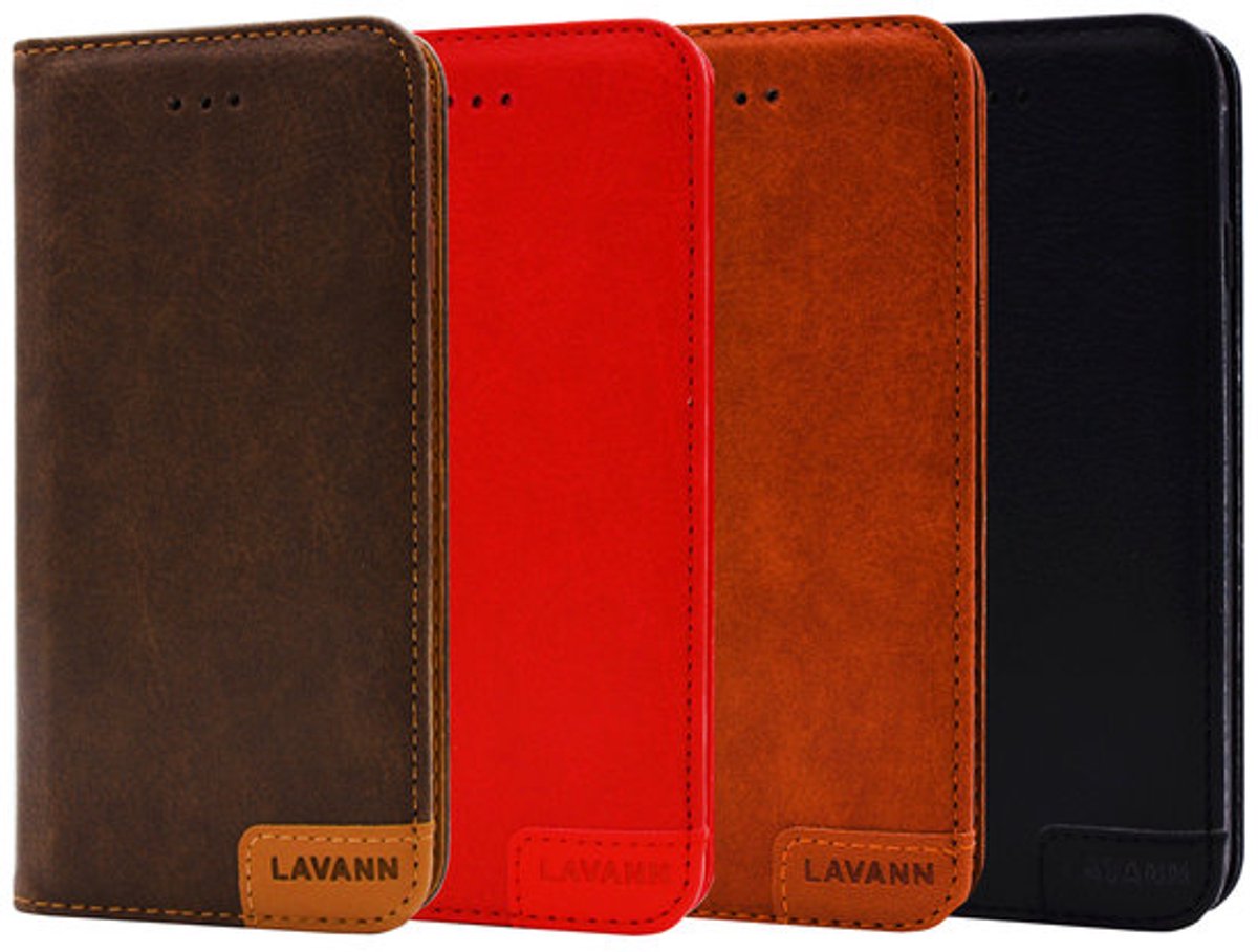 Lavann Leather Bookcase geschikt voor Galaxy S22 Plus - Rood