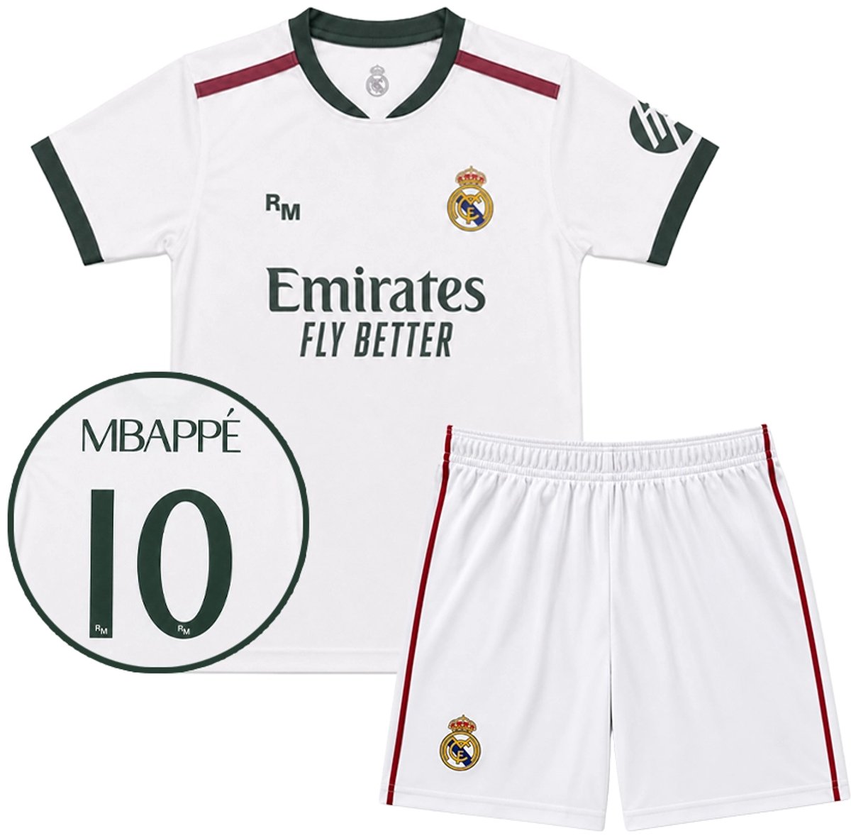 Real Madrid Voetbaltenue Mbappé - Thuis Voetbal Tenue Kinderen - Maat 116 t/m 164 - Seizoen 2026/2027 - Shirt en Broekje - Jongens - Meisjes - Wit