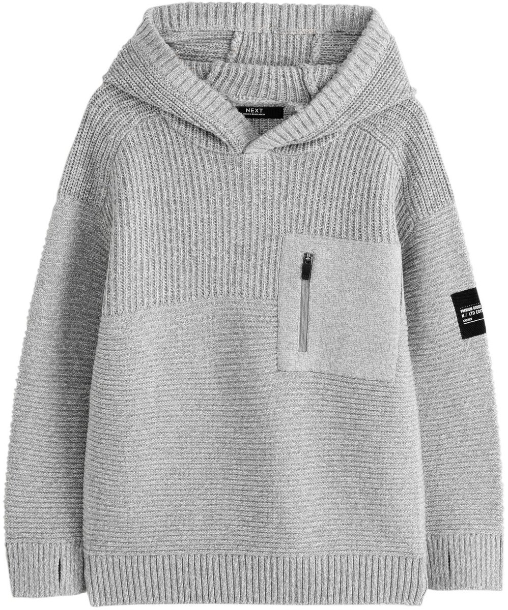 Next - Jongens - Gebreide utility-hoodie - Grijs