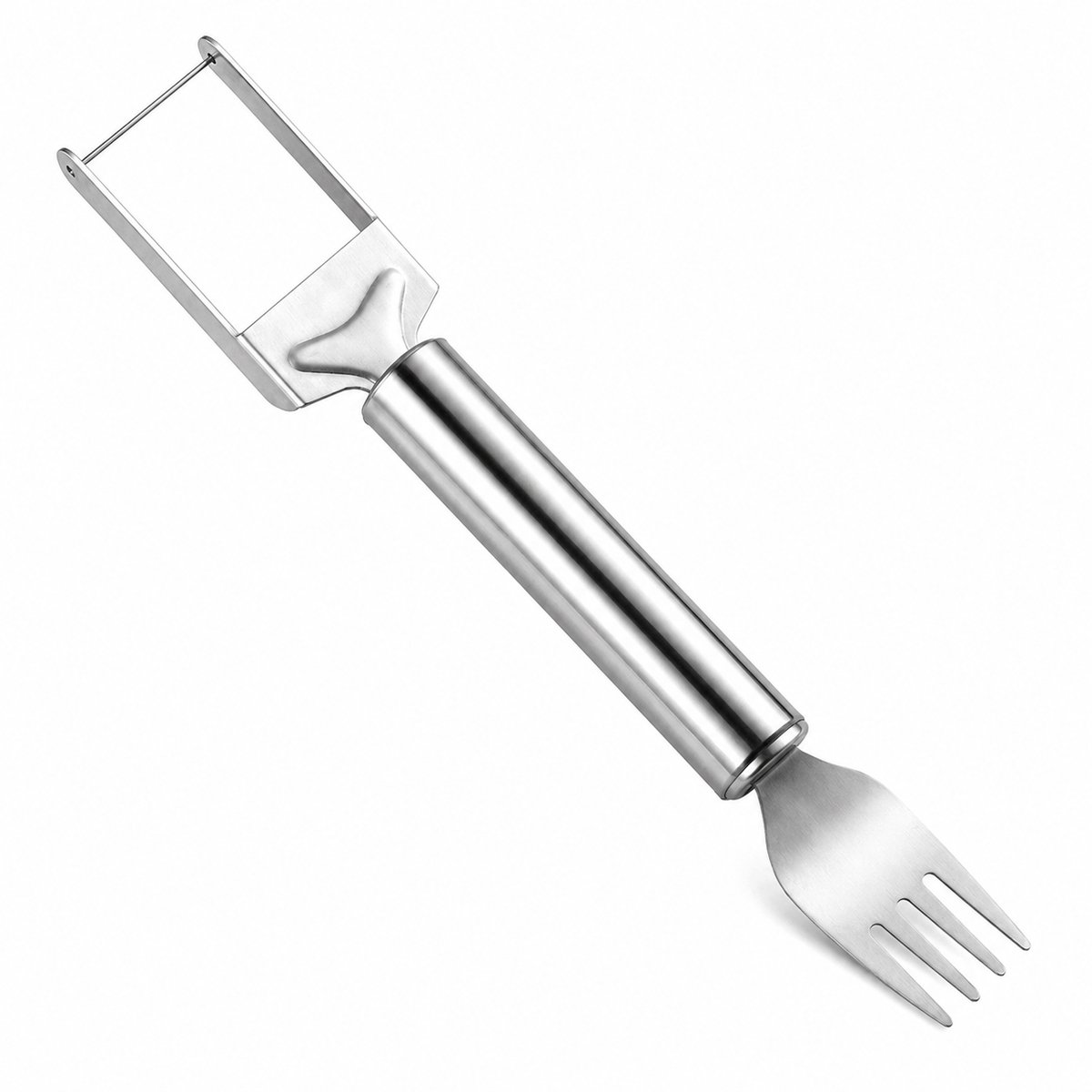 Home & Marker – 2-in-1 Watermeloen Snijder & Fruitvork – RVS Meloensnijder voor Snijden en Serveren – Fruitsnijder – Zilver – MELOFORK
