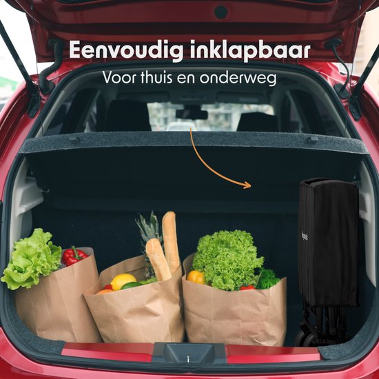 LifeGoods Bolderkar - Opvouwbaar - 80KG Draagkracht - 94L - Wasbaar Polyester - Zwart van LifeGoods — afbeelding 4