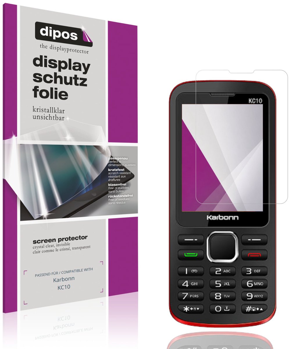 dipos – 4x Beschermfolie geschikt voor Karbonn KC10 | Krasbestendige & heldere Screenprotector Ultra-Thin