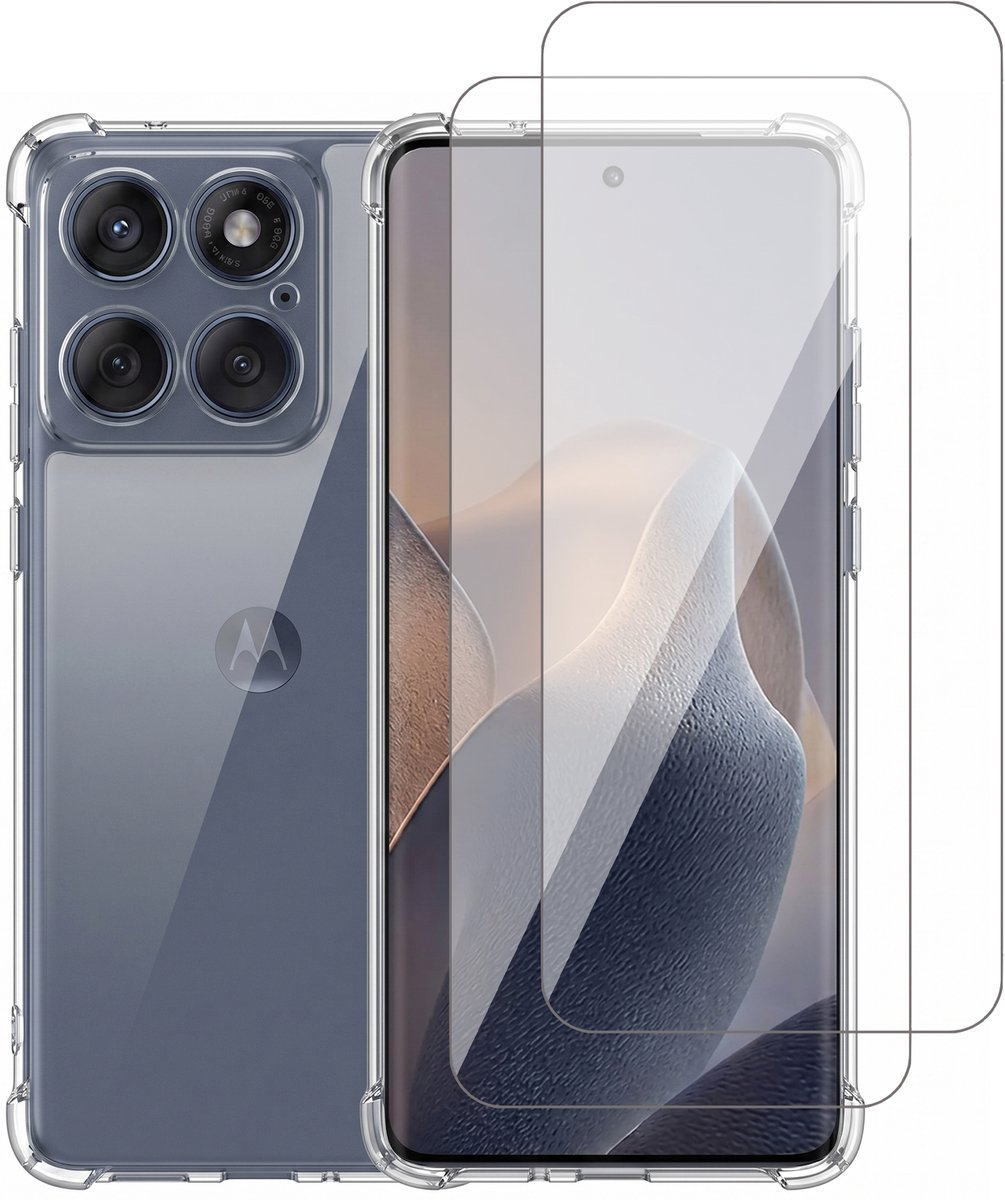 Hoesje geschikt voor Motorola Moto Edge 60 / 60 Fusion – CrystalClear Back Cover – Schokbestendig – 2 Stuks Screenprotector Glas