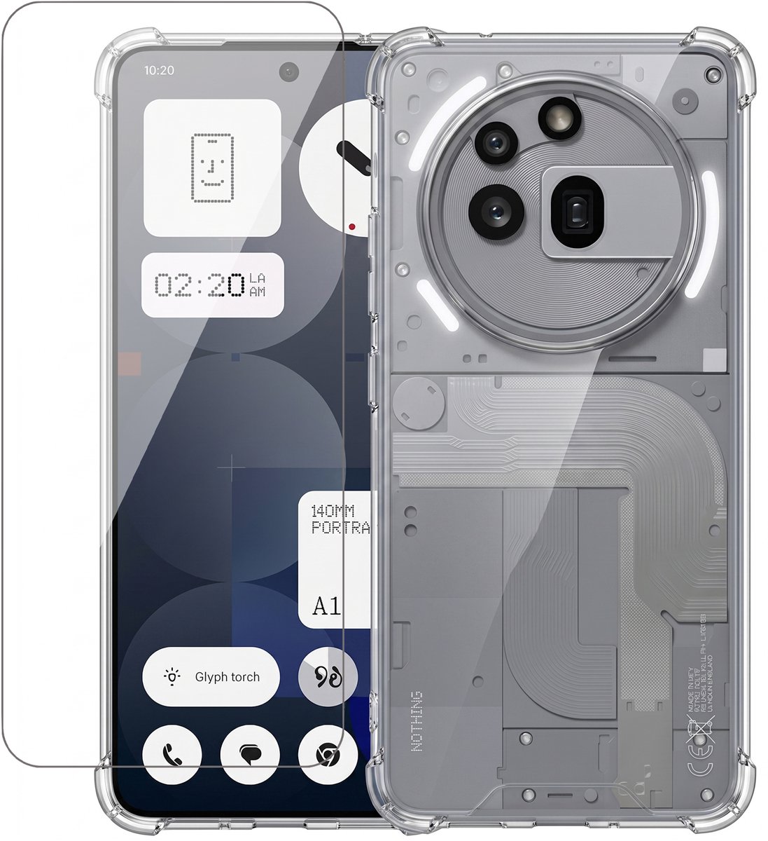 Hoesje geschikt voor Nothing Phone 3a – CrystalClear Back Cover – Schokbestendig – Met Screenprotector Glas