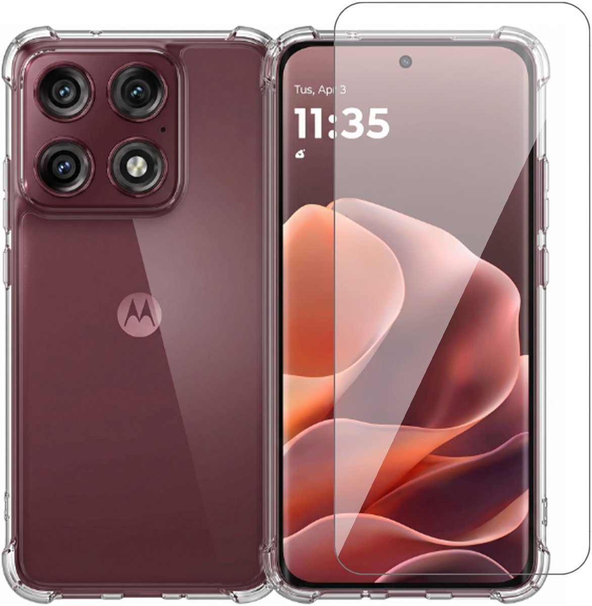 Hoesje geschikt voor Motorola Moto Edge 70 – CrystalClear Back Cover – Schokbestendig – Met Screenprotector Glas