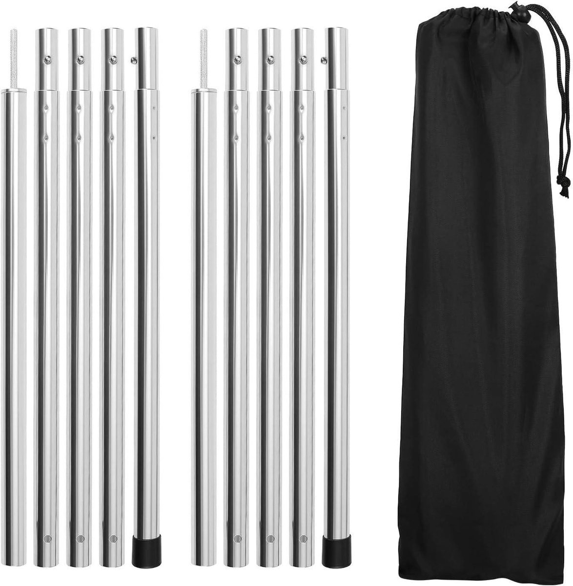 Telescoopstokken - Tentstokken Vervanging - Luifels Opzetten - Opgerold Doorn Design - Set van 4 - Zilver