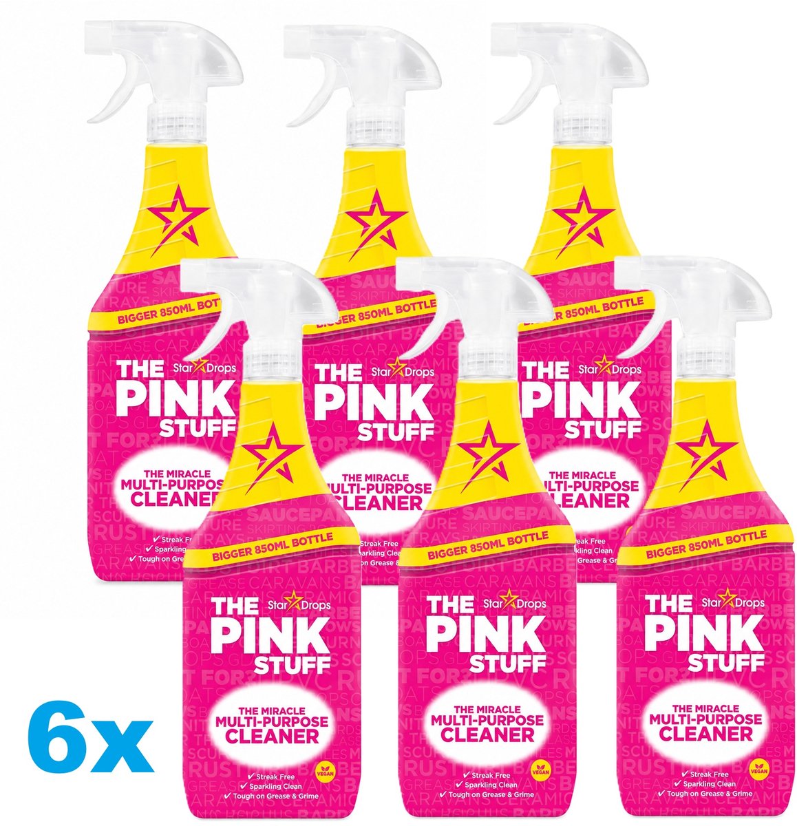 6 x The Pink Stuff - Allesreiniger - Multi-Purpose Cleaner Spray - 850 ml - Allesreiniger - Reiniger Spray - Vuil Verwijderen - Vet Verwijderen - Vlekken Verwijderen