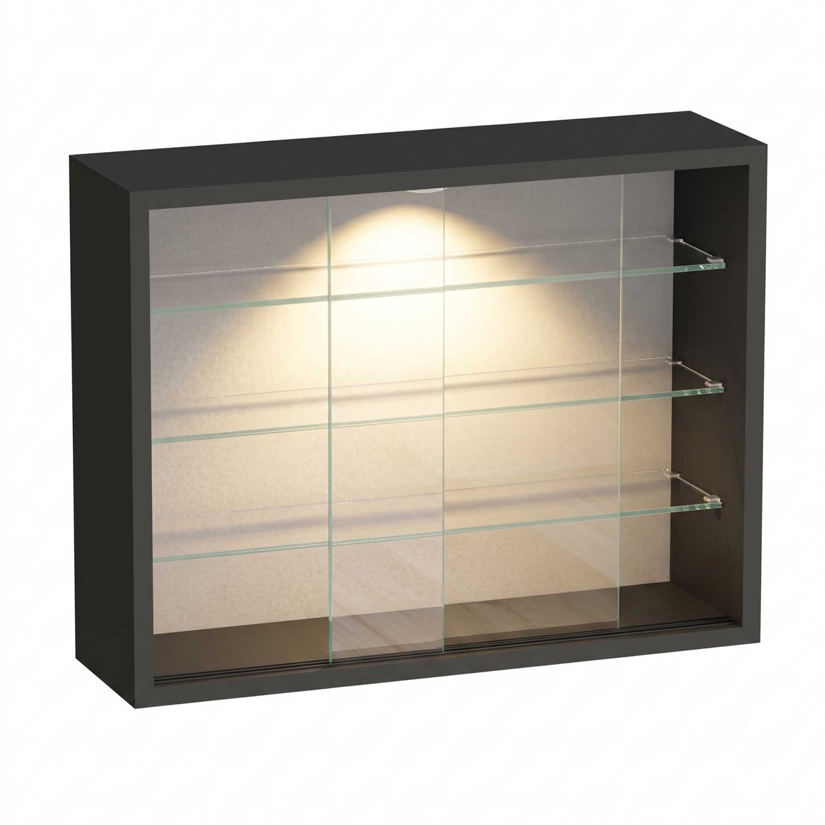 VDD Home – Vitrinekast – Vitrinekast met glas – Vitrinekast met led verlichting – Vitrinekastje - 50 x 12 x 40 cm - Zwart