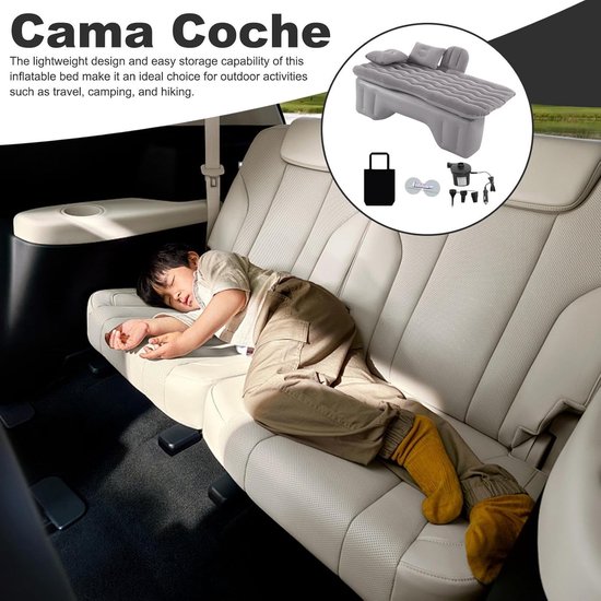 Auto Luchtmatras - Opblaasbaar Bed - Kamperen en Reizen - Veelzijdig Bank Ontwerp - 135x70 cm - Grijs — afbeelding 5