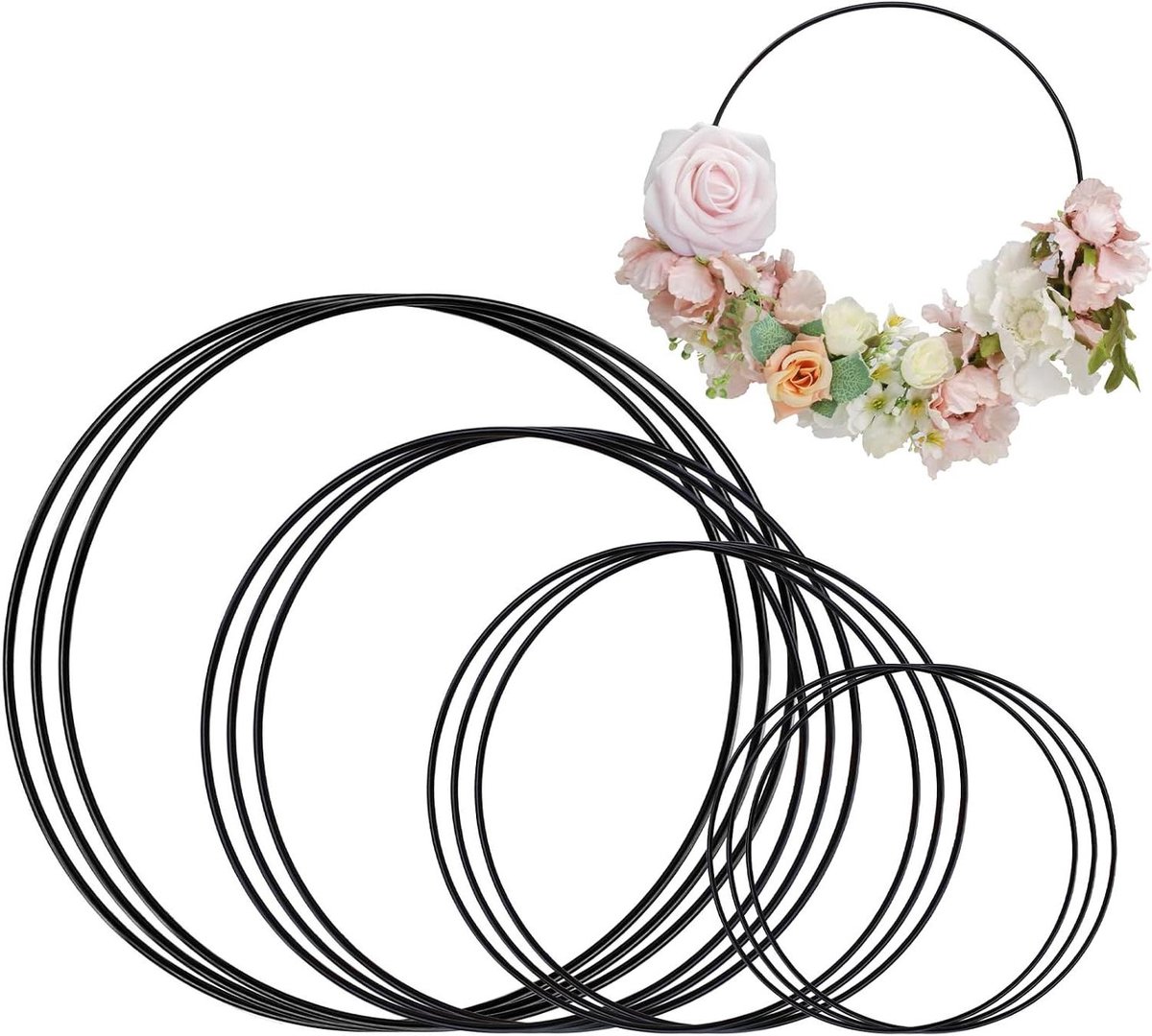 Metalen Hoepels Knutselen - Macramé Ringen - Decoratie Maken - Verschillende Maten - 4 Maten 6-12 Inch - Zwart
