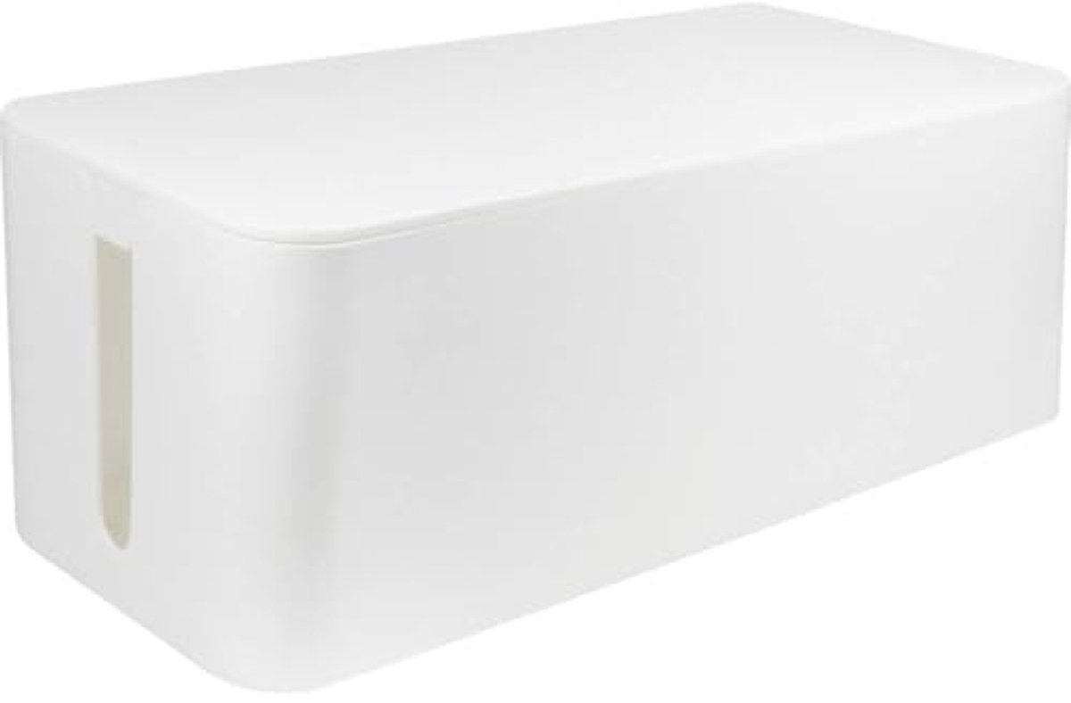 Huis Geluk Kabelbox groot - Kabelmanagement doos voor bureau - 407 x 157 x 133,5 mm - Wit