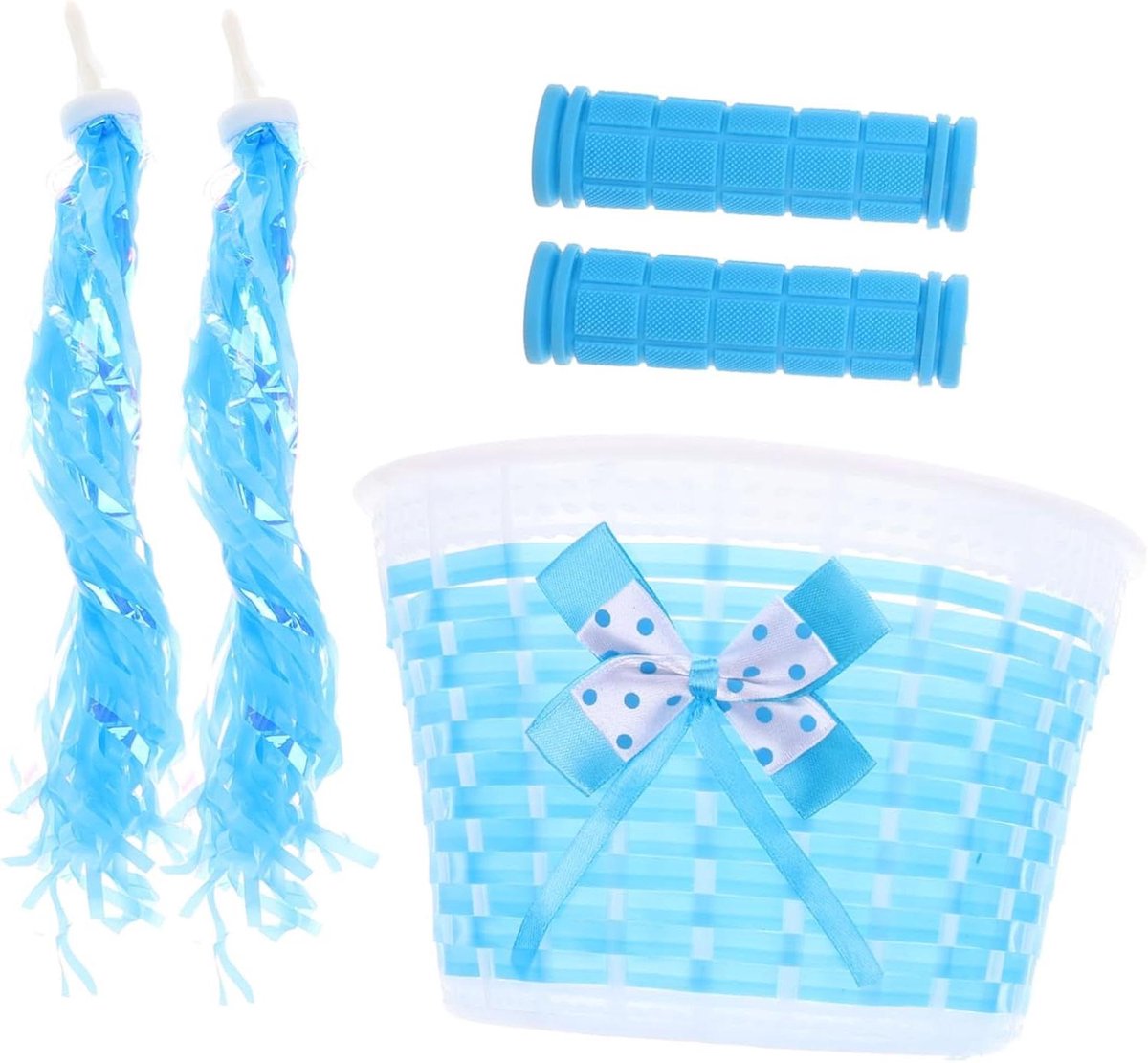 Kinderfiets Accessoires Fietsdecoratie Set Fiets Opvrolijken Inclusief d en Kwastjes 20 cm Lengte Blauw