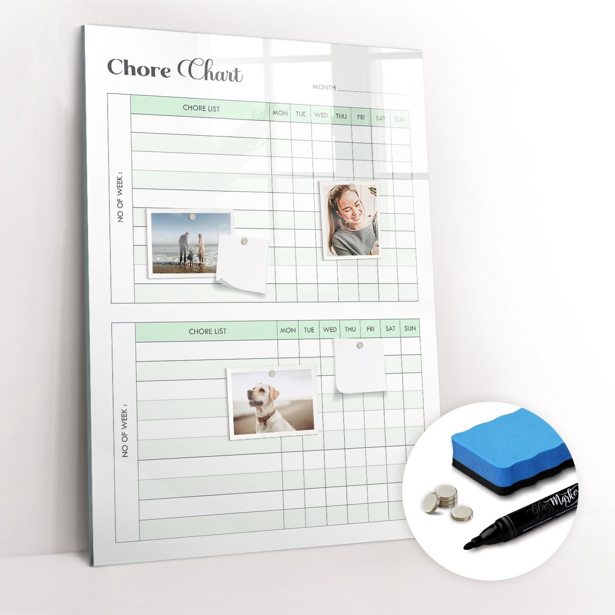 Tulup Whitebord - Jaarlijkse schoonmaakplanner - 70 x 100 cm - Groente Memo Magneetbord - Gratis 5 Sterke Magneten + Whiteboard Marker & Wisser - Moderne Wanddecoratie - Memobord Keuken - Planning Muur