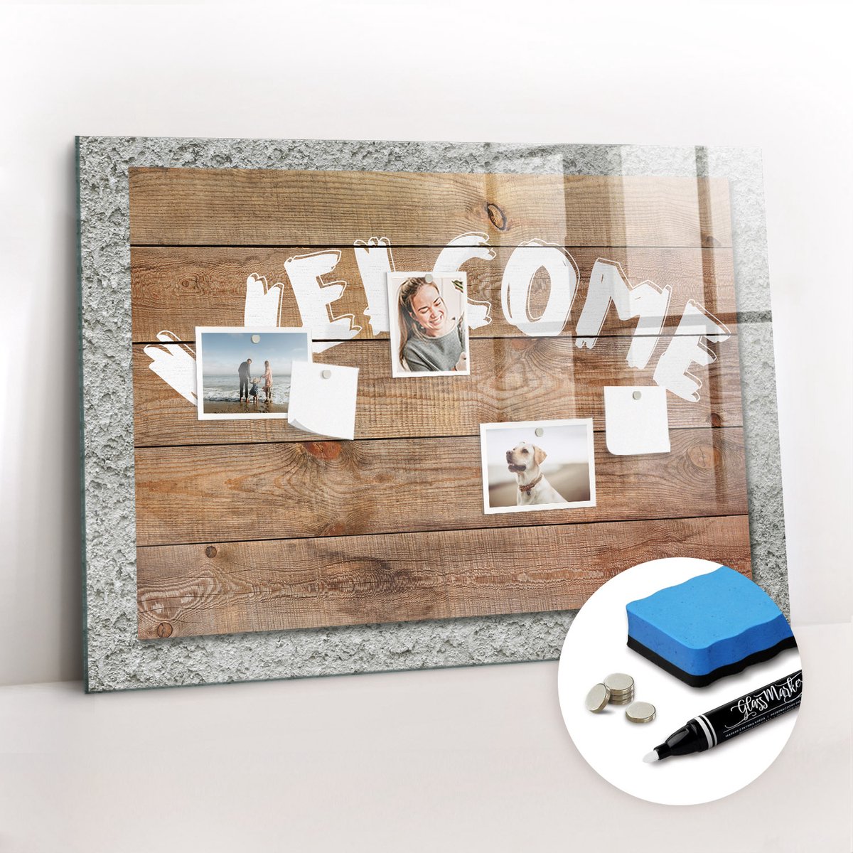 Tulup Whitebord - Welkomstbord - 100 x 70 cm - Veelkleurig Magnetisch Memobord - Gratis 5 Sterke Magneten + Whiteboard Marker & Wisser - Moderne Wanddecoratie - Memo Magneetbord - Notitiebord Werkplek