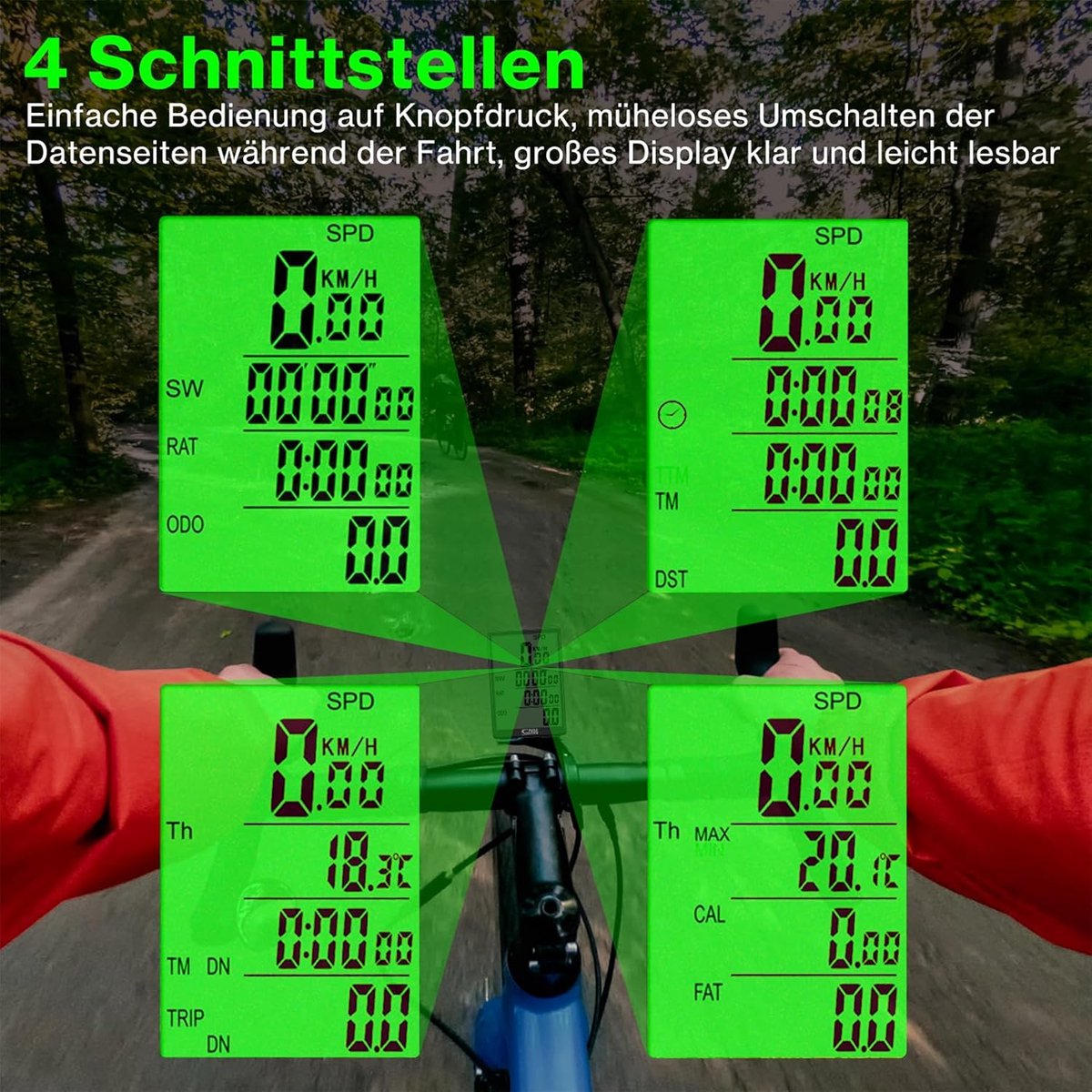 Fietskilometerteller - Fietscomputer - Draadloze fietscomputer - Waterdicht - Multifunctionele fietscomputer - USB oplaadbaar - Groot LCD-scherm - Gemakkelijk af te lezen - Geschikt voor fietsen en fitness - Zwart – foto 3