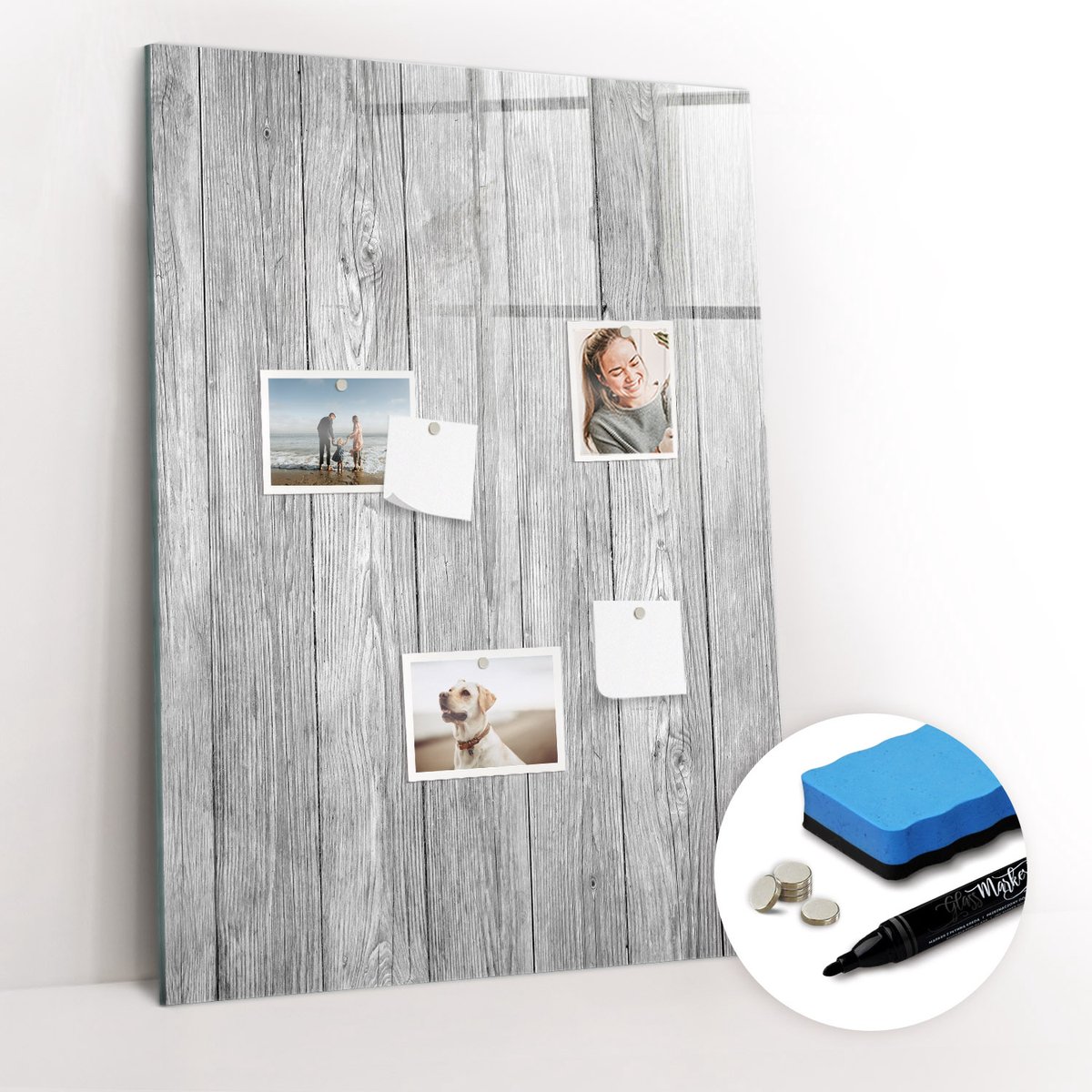 Tulup Whitebord - Onbewerkte houten planken - 70 x 100 cm - Wit Magnetisch Bord Kind - Gratis 5 Sterke Magneten + Whiteboard Marker & Wisser - Decoratief Magnetisch Bord - Memo Magneetbord - Ideeënbord Thuiswerkplek