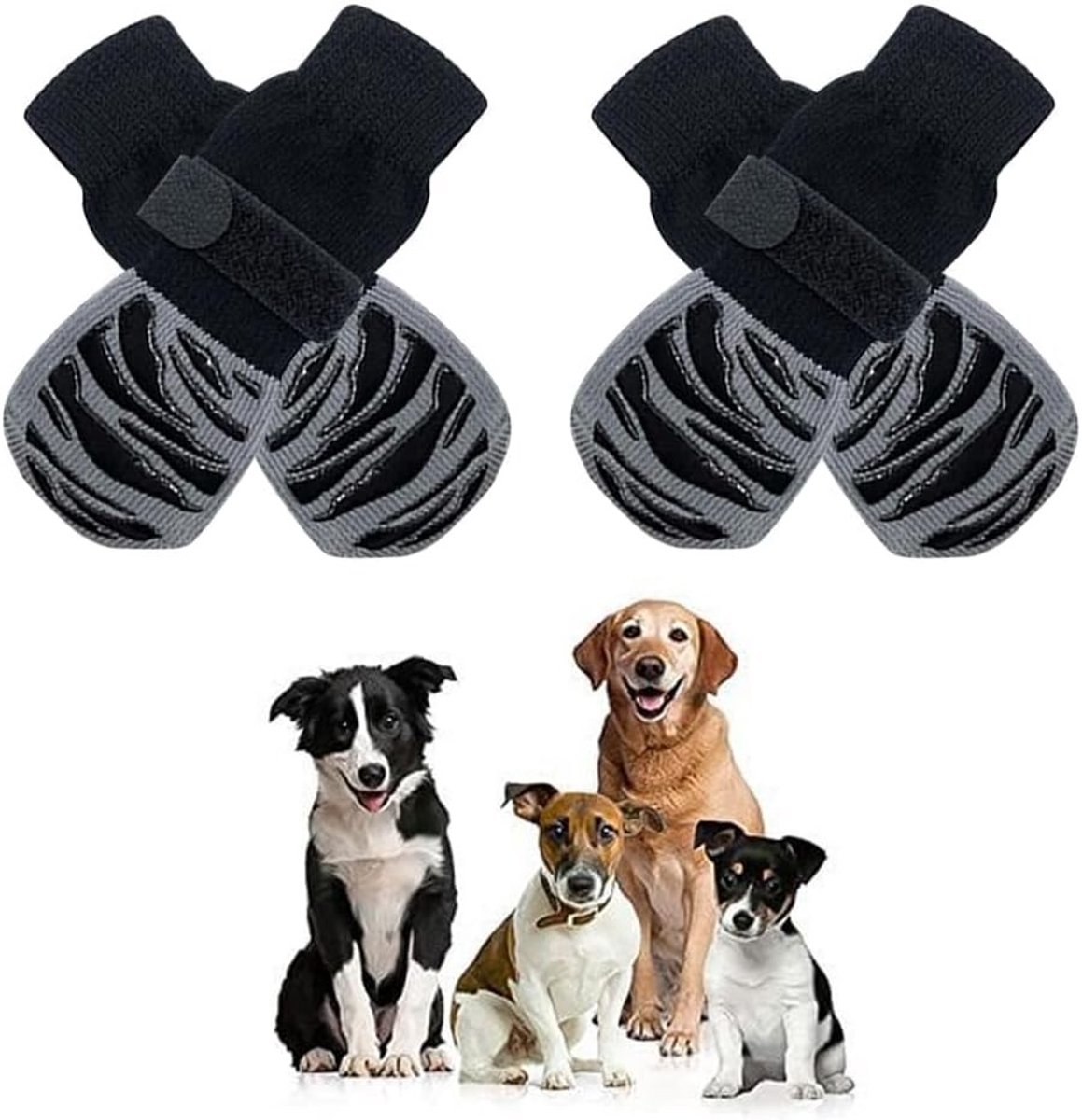 Antislipsokken voor huisdieren, geschikt voor honden en katten, met verstelbare klittenbandsluiting voor optimale grip en comfort binnen en buiten