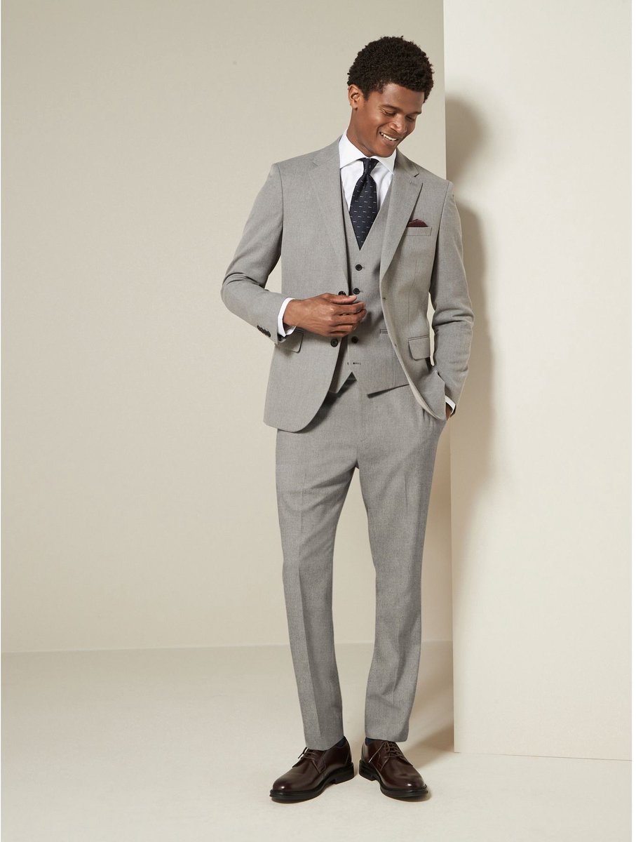Next - Heren - Slim Fit - Kostuum met textuur: broek - Grijs