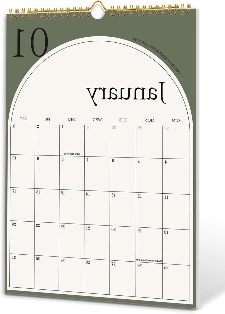 Wandkalender 2026-2027 - Maandkalender Jaarkalender - Maandelijks Plannen - Dik Papier - 25.4 x 37.3 cm - Esthetisch