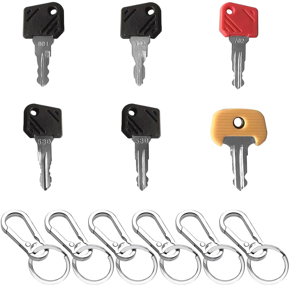 Vervangingssleutels bouwmachines 6 stuks - Hoge kwaliteit - Inclusief sleutelring - ShopVlot