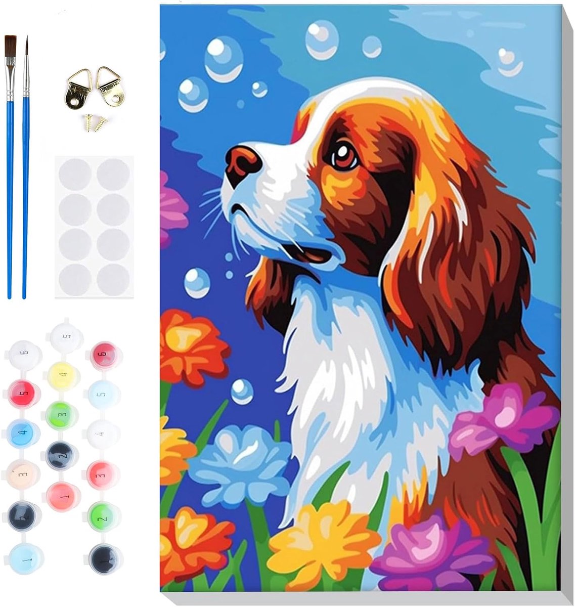SnelShoppen - Paint by Number Set voor Volwassenen en Kinderen met Lijsten, Schilderen op Canvas, Honden Thema, Creatief Kleurenspel voor Ontspanning