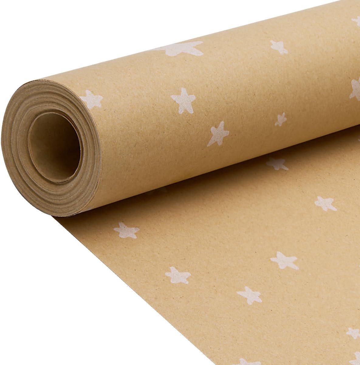 SnelShoppen - Kerstinpakpapier Rol - Recyclebaar Kerstcadeaupapier - 43 cm x 15 m Ster - Verjaardagscadeau en Feestdecoratie - Perfect voor Kerstmis e