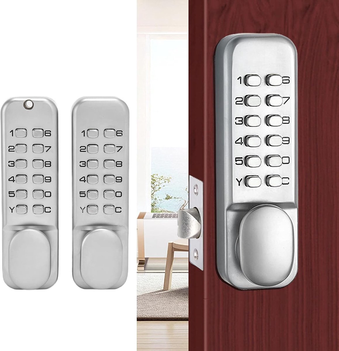 Combination Door Lock Password Lock Zinc Alloy Code Door Lock Mechanical Structure Waterproof Durable Lock Silver For - ShopVlot