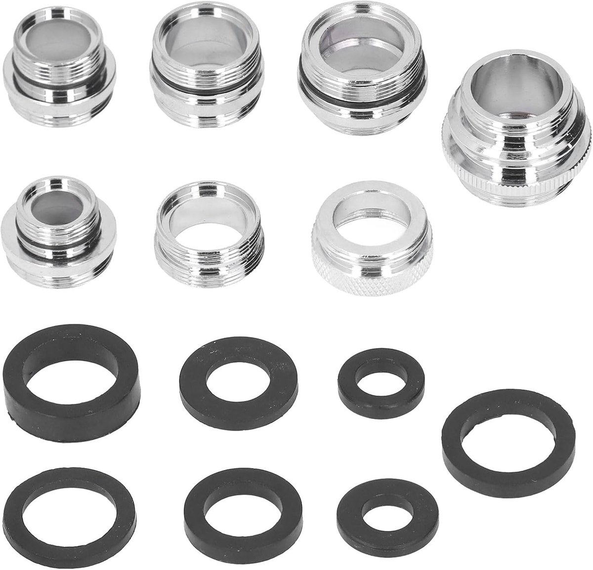7pcs Metal Faucet Aerator Adapter Kit with Gaskets, Kitchen Female/Male Tap Aerator Connector Adapter Set for Garden - ShopVlot